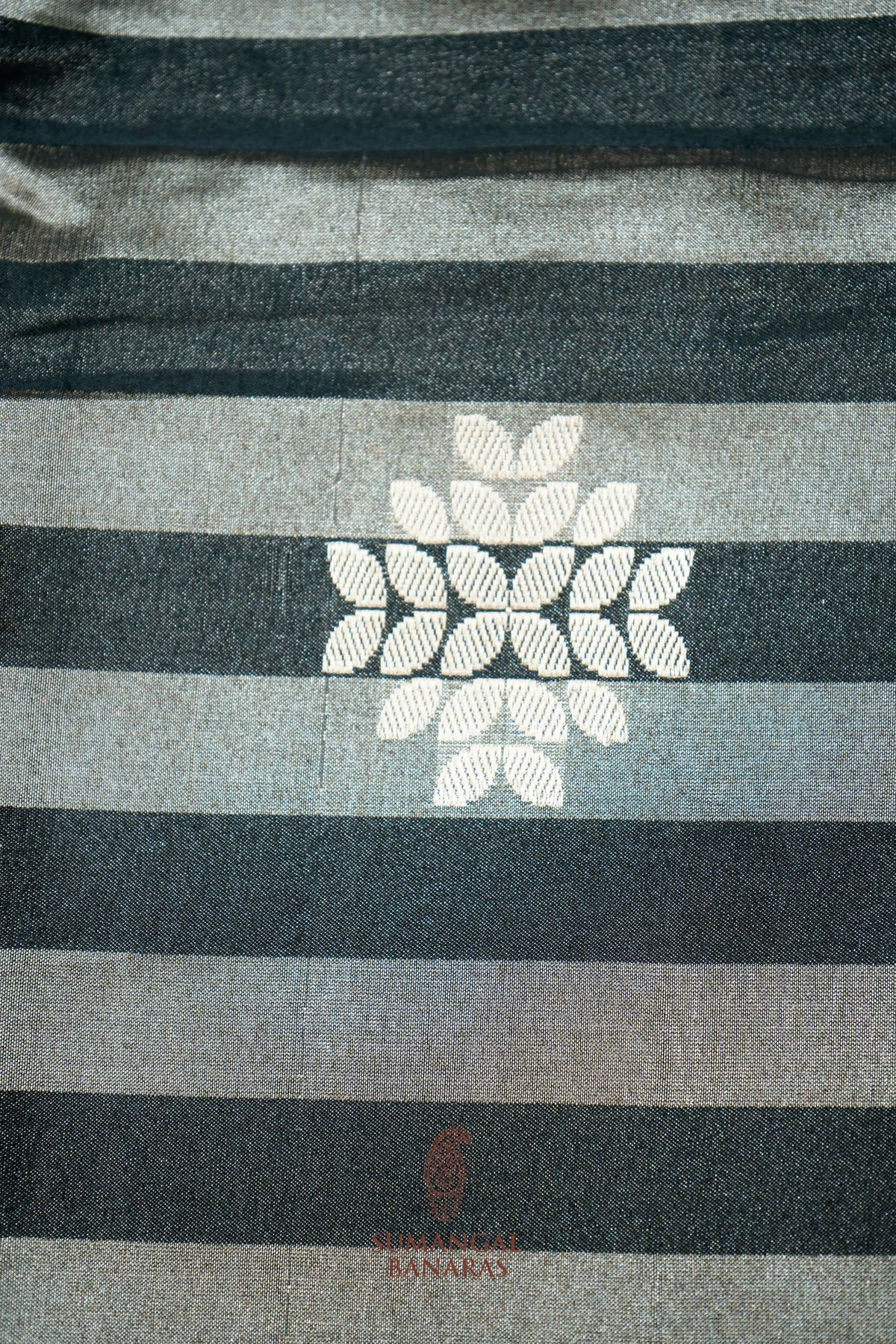 Handwoven Black Banarasi Mashru Silk Saree