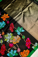 Handwoven Black Meenakari Banarasi Soft Silk Saree
