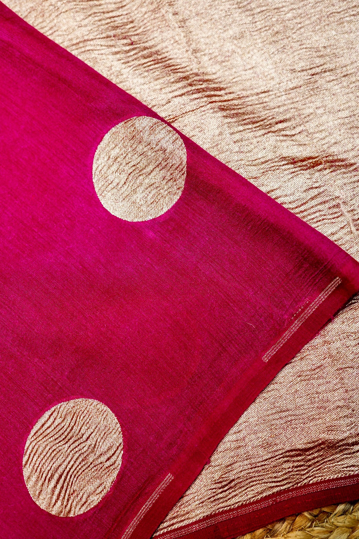 Handwoven Magenta Pink Banarasi Moonga Silk Saree