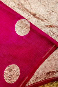 Handwoven Magenta Pink Banarasi Moonga Silk Saree