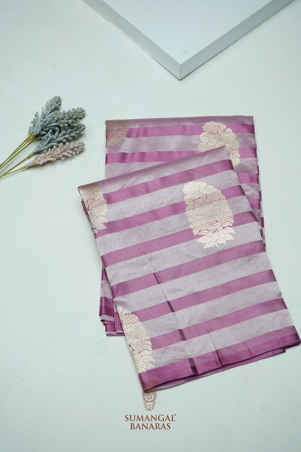 Handwoven Onion Pink Banarasi Mashru Silk Saree