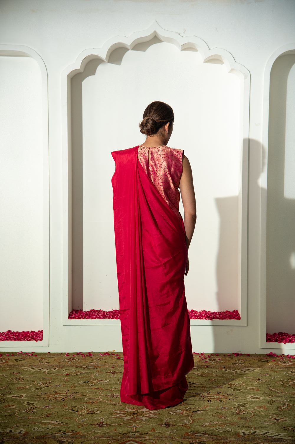 Handwoven Pink Banarasi Crepe Silk Saree