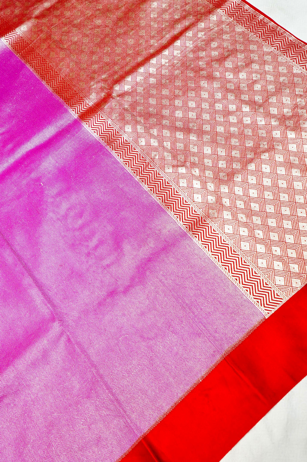 Handwoven Purple Pink Banarasi Moonga Silk Saree