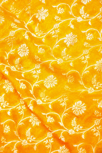 Handwoven Yellow Banarasi Khaddi Georgette Saree