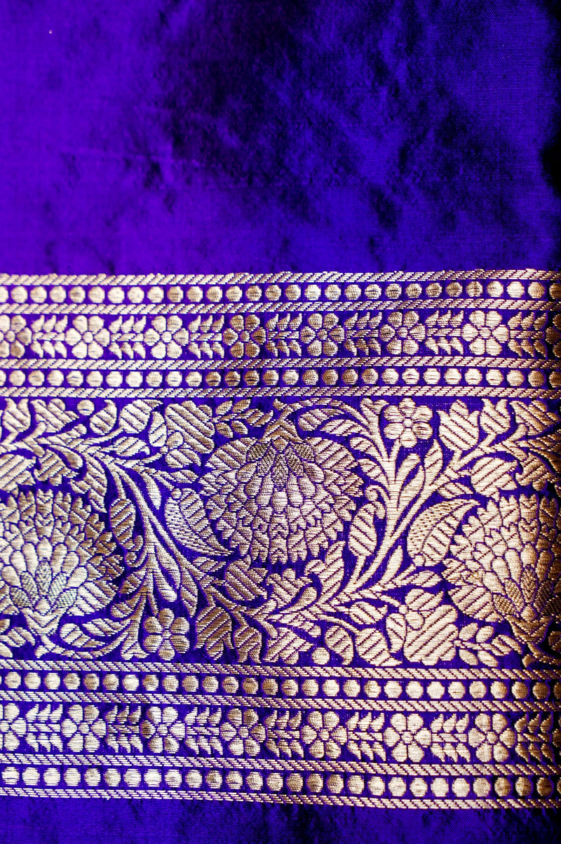 Handwoven Purple Kadhwa Banarasi Katan Silk Saree