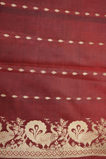 Handwoven Wine Banarasi Katan Silk Saree