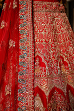 Designer Red Raw Silk Bridal Lehenga