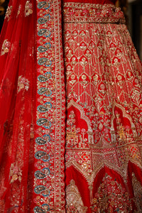 Designer Red Raw Silk Bridal Lehenga