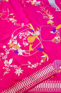 Handwoven Rani Pink Meenakari Banarasi Katan Silk Saree