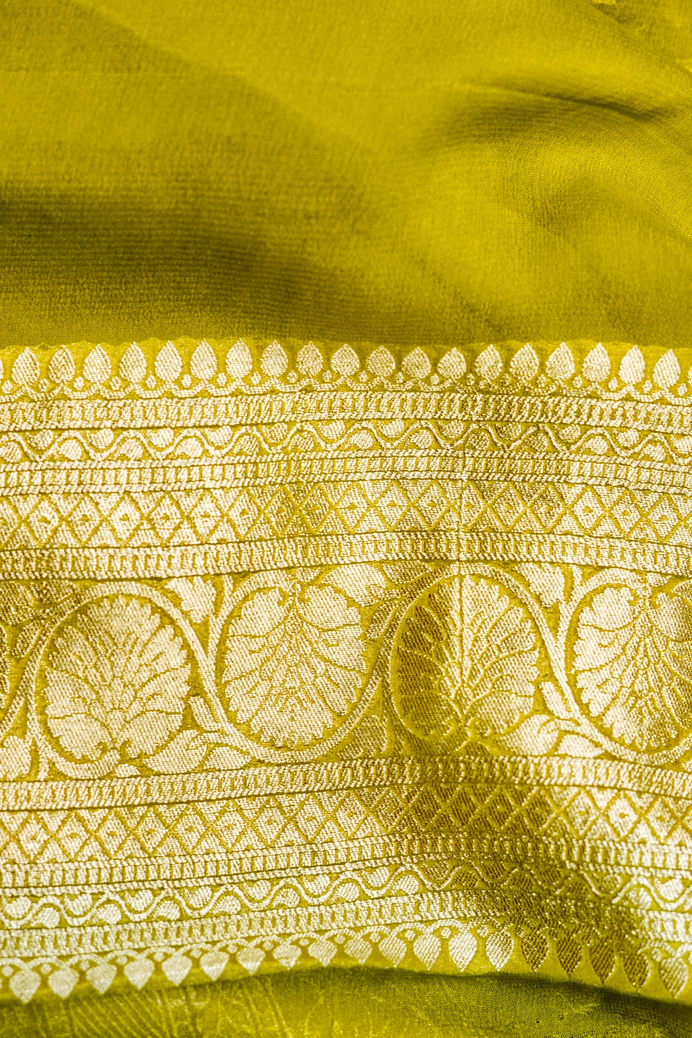 Handwoven Olive Green Banarasi Khaddi Georgette Saree
