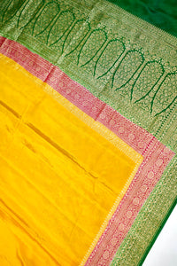 Handwoven Mustard Yellow Banarasi Crepe Silk Saree