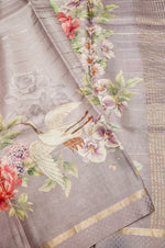 Handwoven Grey Motif Banarasi Soft Silk Saree