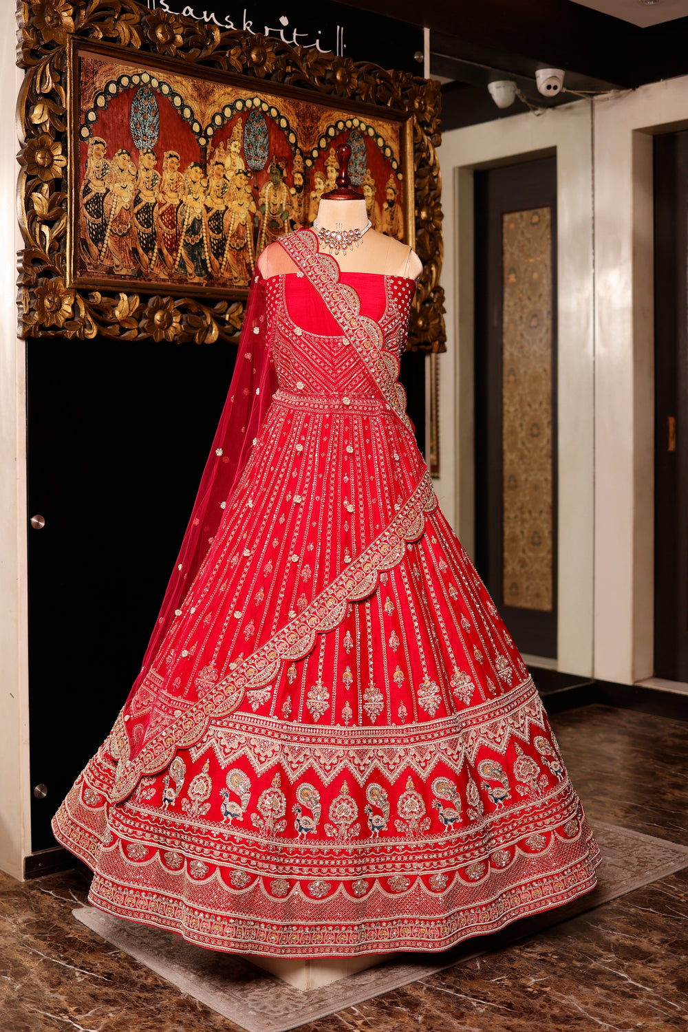 Designer Rani Pink Raw Silk Bridal Lehenga