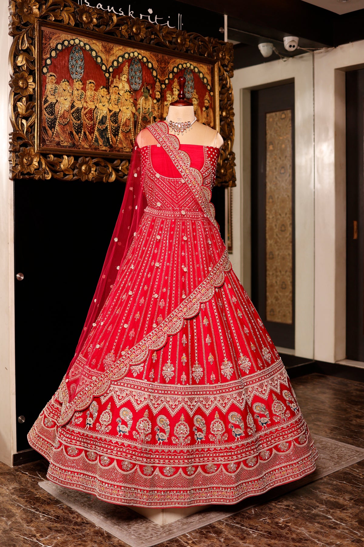 Designer Rani Pink Raw Silk Bridal Lehenga
