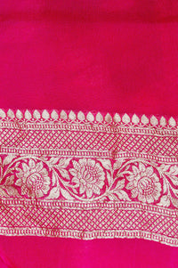 Handwoven Rani Pink Banarasi Khaddi Georgette Saree