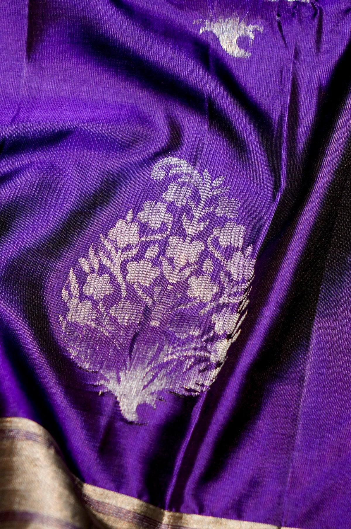 Handwoven Purple Banarasi Soft Silk Saree