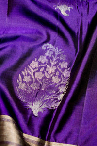Handwoven Purple Banarasi Soft Silk Saree
