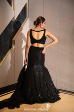 Designer Black Net Fish Cut Lehenga