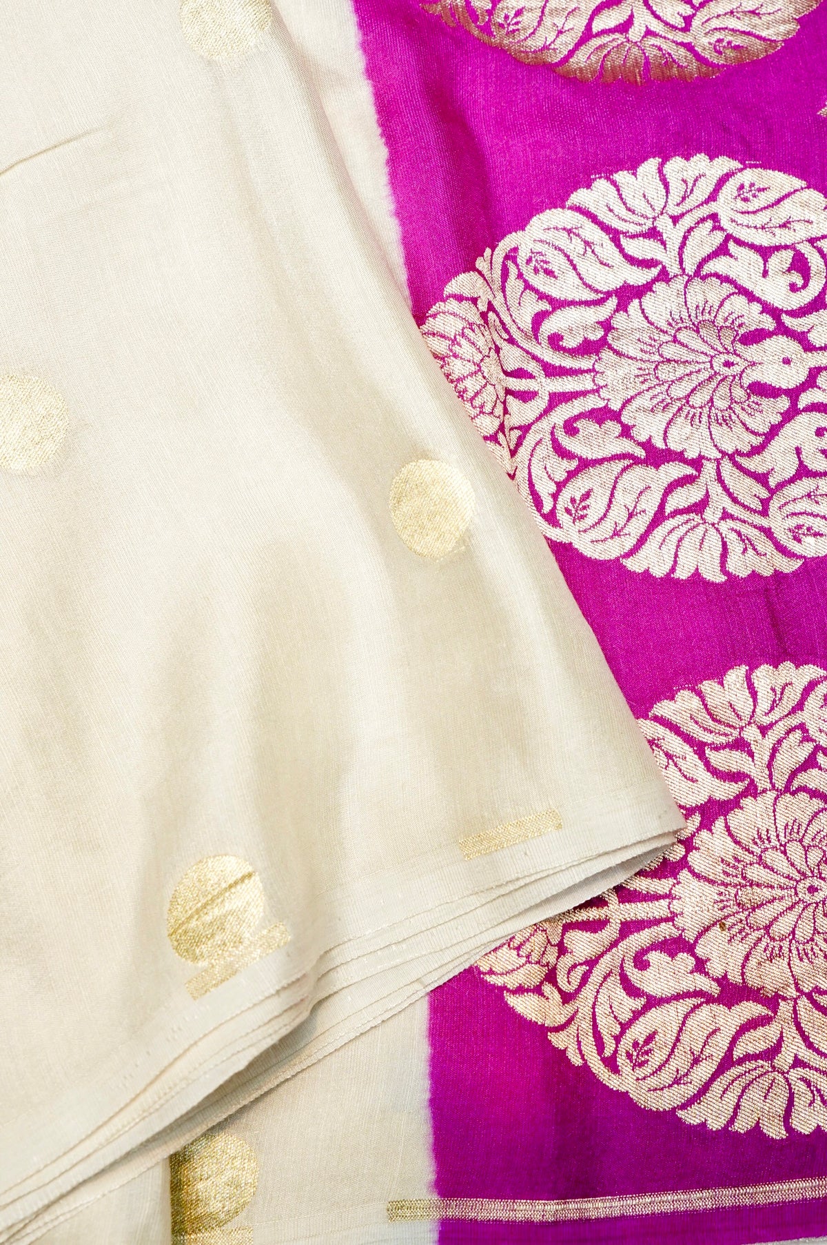Handwoven Off White Banarasi Moonga Silk Saree