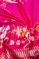Handwoven Rani Pink Meenakari Banarasi Katan Silk Saree