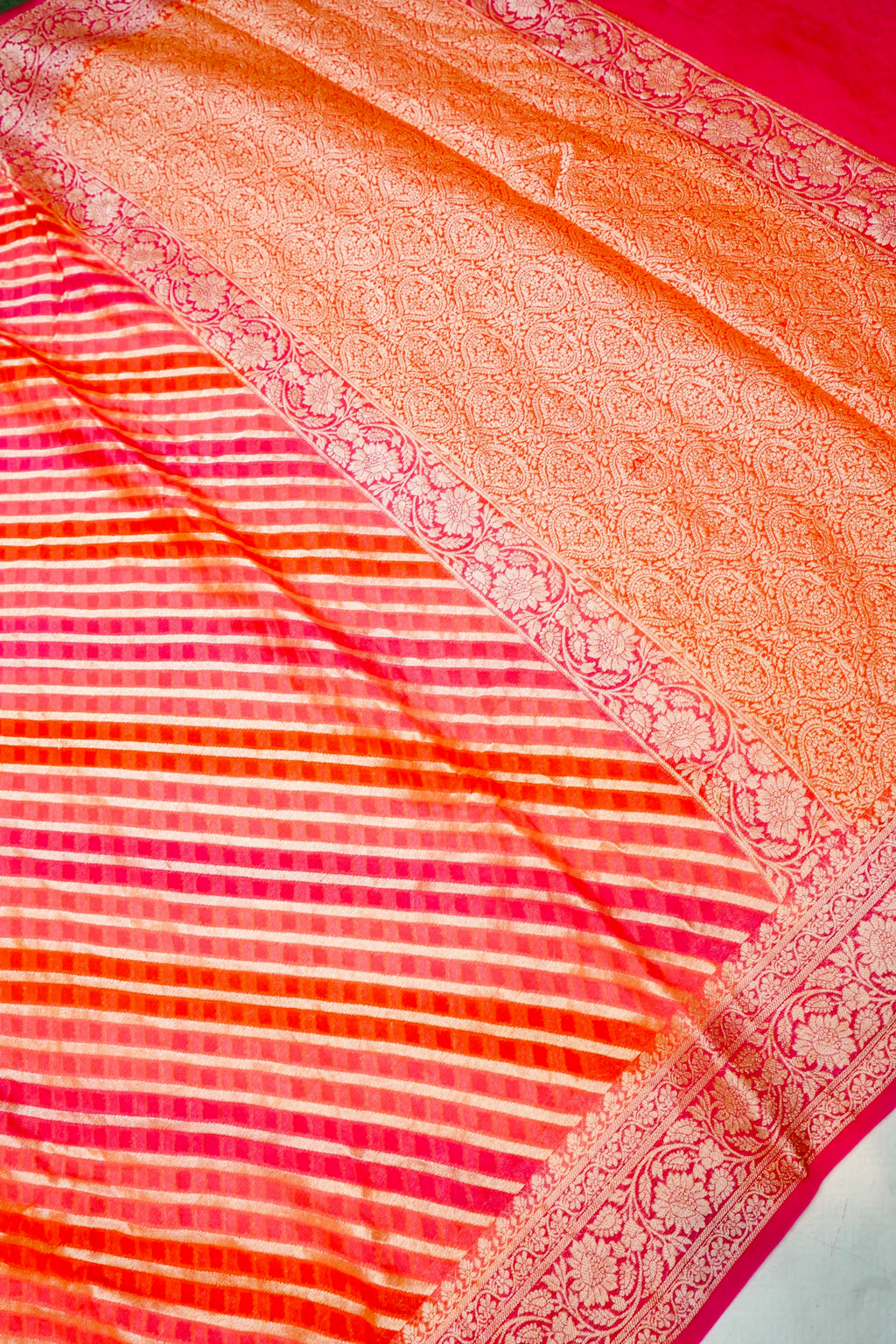 Handwoven Rangkat Banarasi Khaddi Georgette Saree