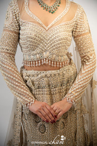 Designer Golden Net Party Wear Lehenga