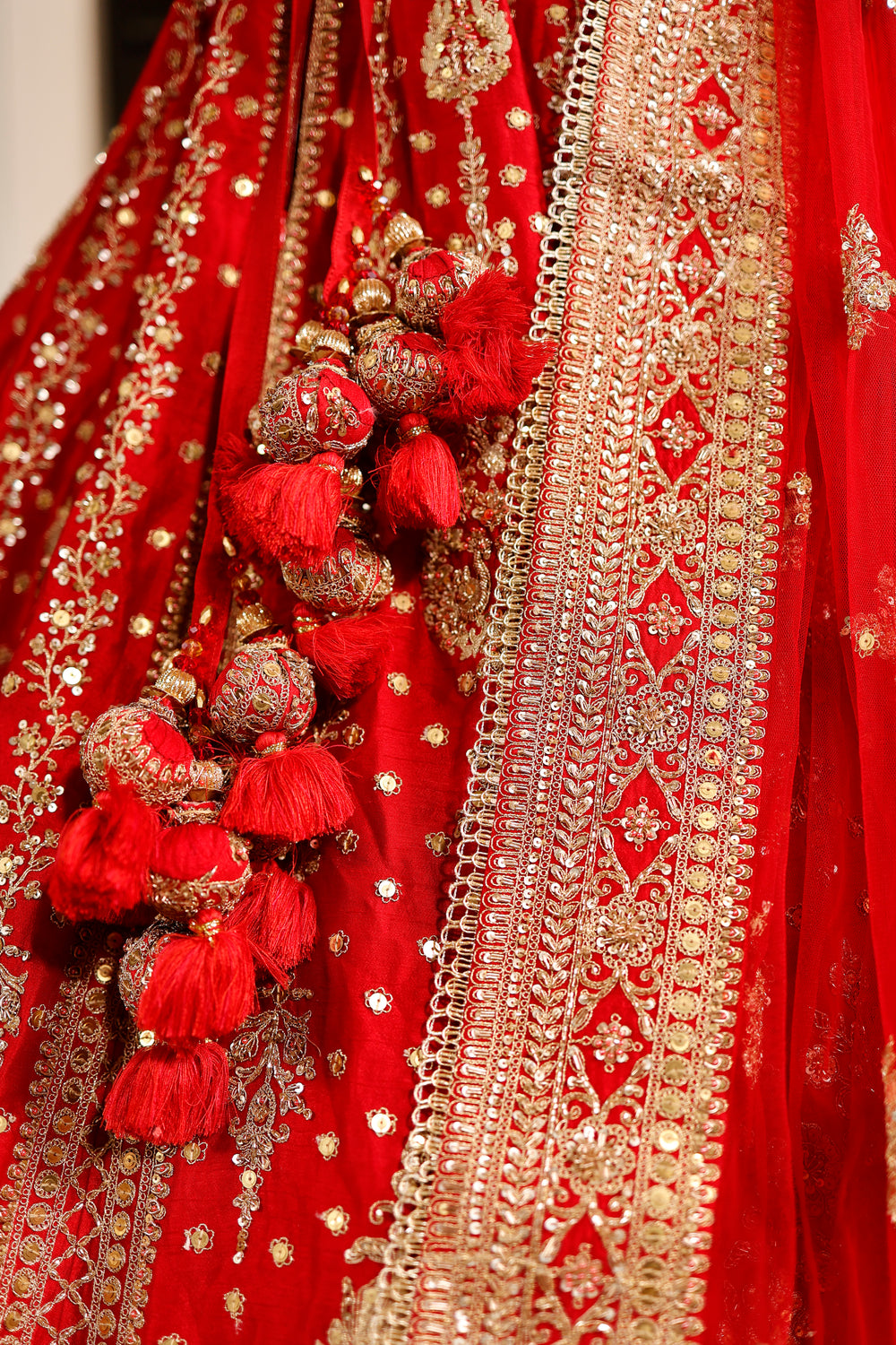 Designer Red Raw Silk Bridal Lehenga