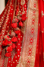 Designer Red Raw Silk Bridal Lehenga