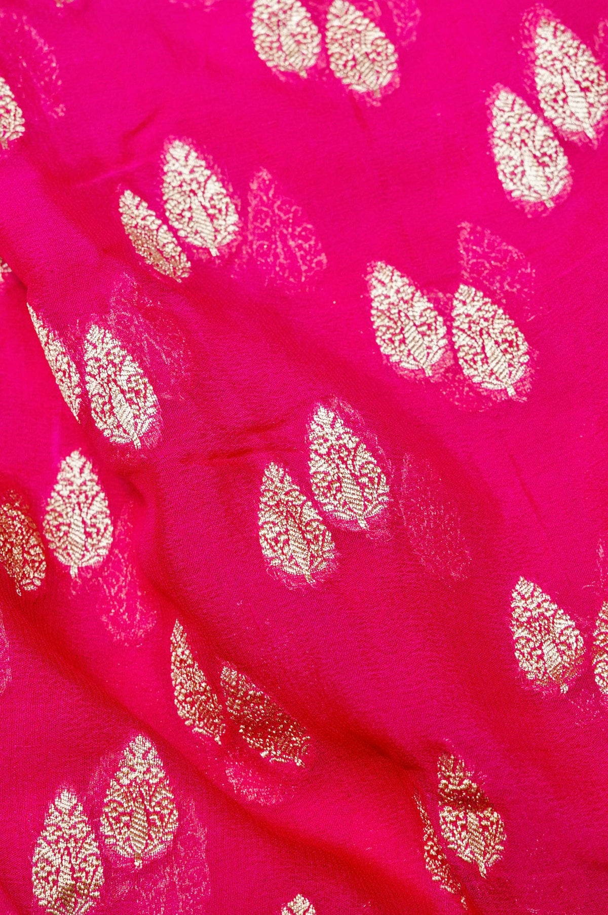 Handwoven Rani Pink Banarasi Khaddi Georgette Saree