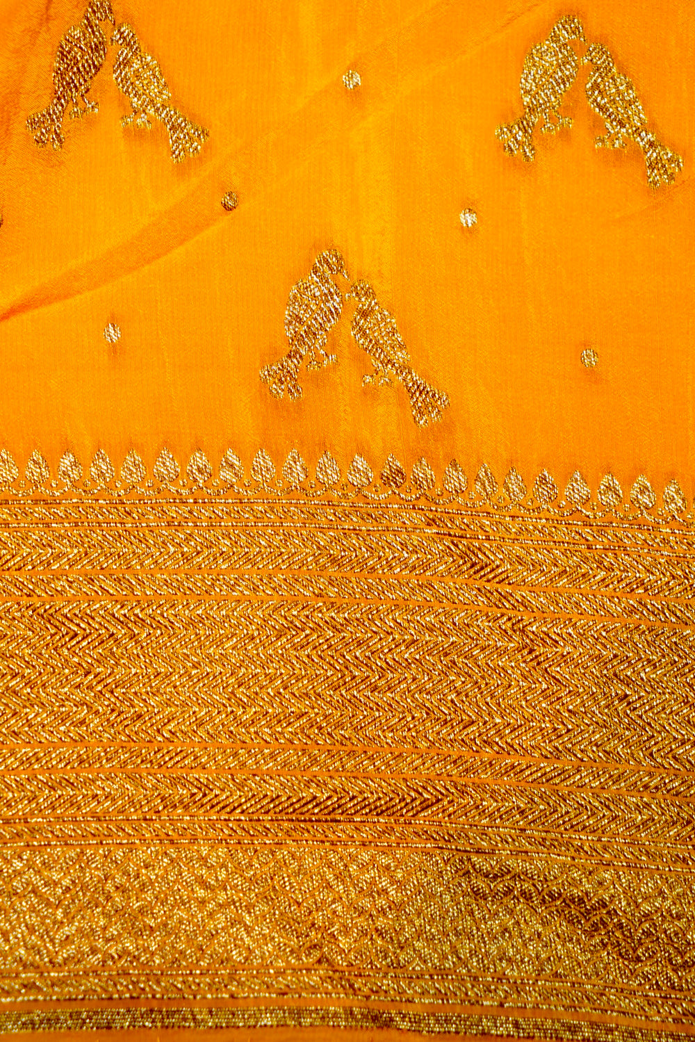 Handwoven Mustard Yellow Banarasi Crepe Khaddi Silk Saree