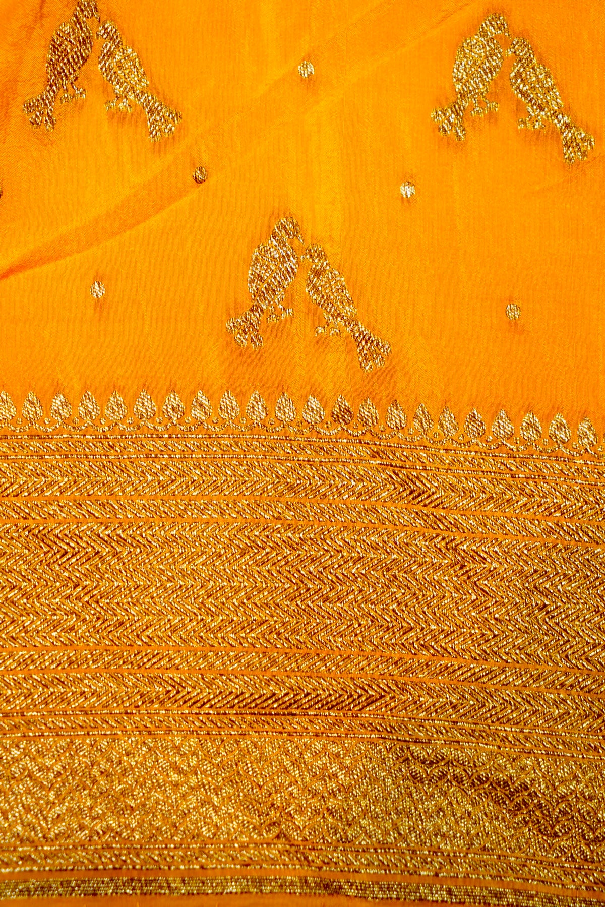 Handwoven Mustard Yellow Banarasi Crepe Khaddi Silk Saree