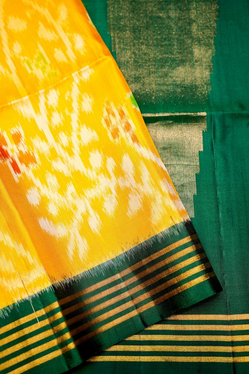 Handwoven Yellow Banarasi Soft Silk Saree