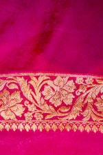 Handwoven Rani Pink Banarasi Khaddi Georgette Saree