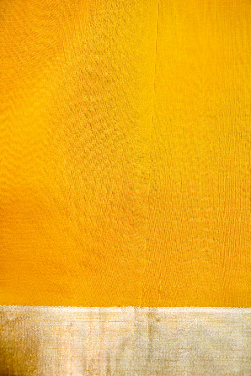 Handwoven Mustard Yellow Banarasi Katan Silk Saree