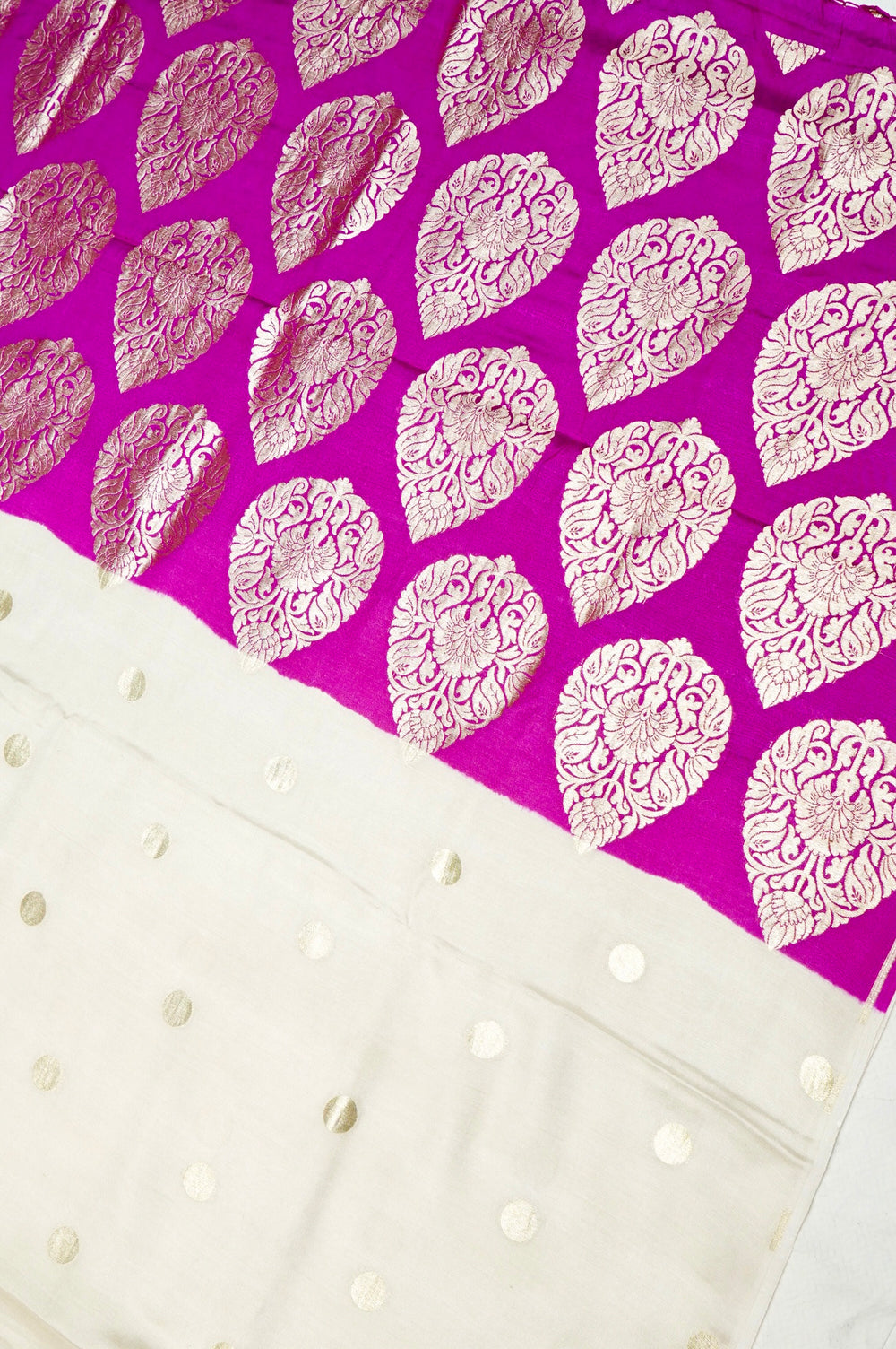 Handwoven Off White Banarasi Moonga Silk Saree