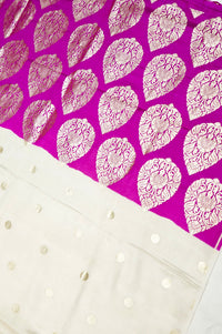 Handwoven Off White Banarasi Moonga Silk Saree