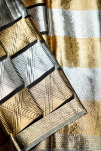 Handwoven Silver and Gold Banarasi Tissue Silk Saree