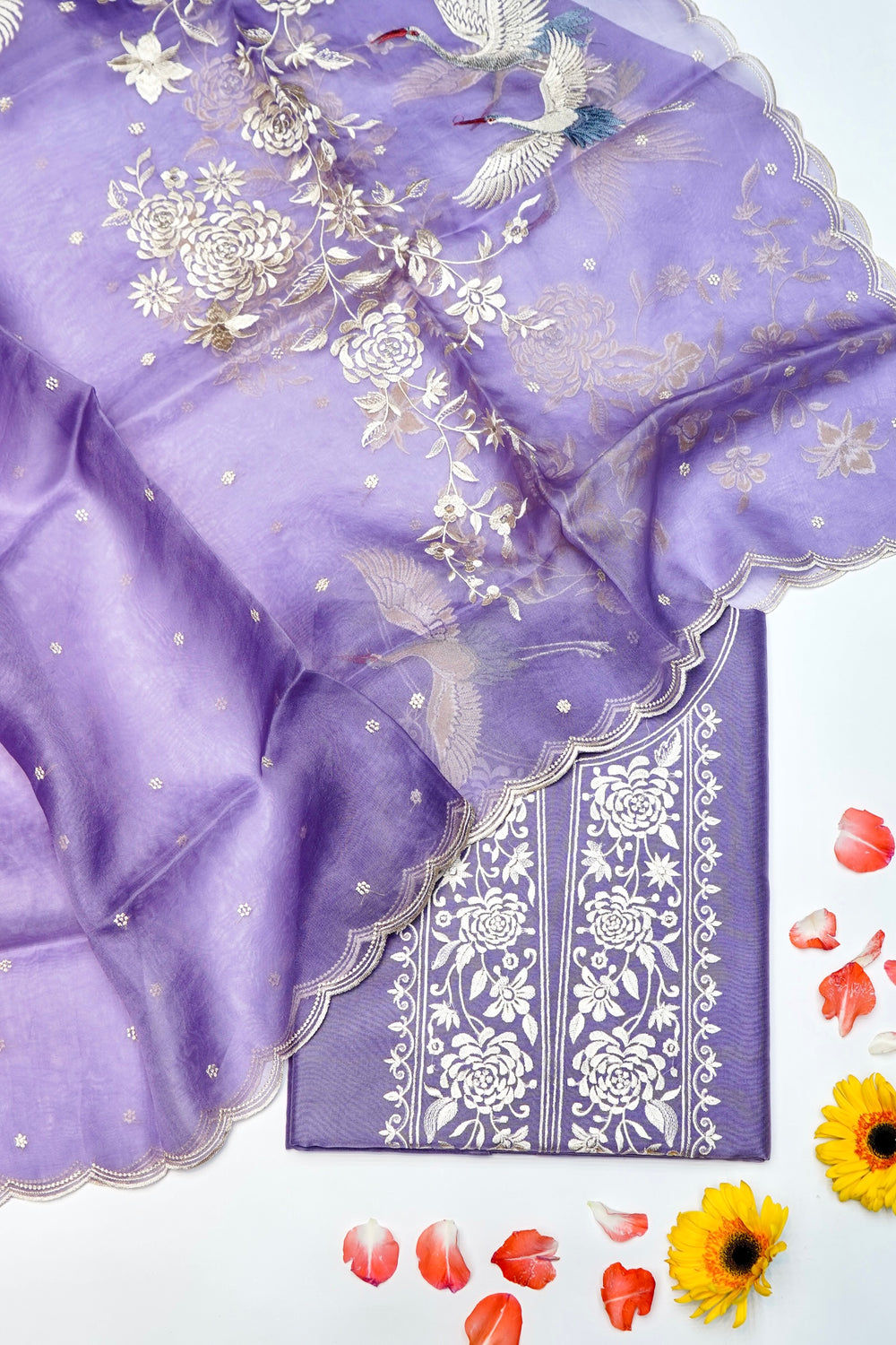 Designer Purple Organza Silk Suit