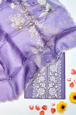 Designer Purple Organza Silk Suit