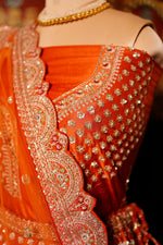Designer Orange Raw Silk Bridal Lehenga