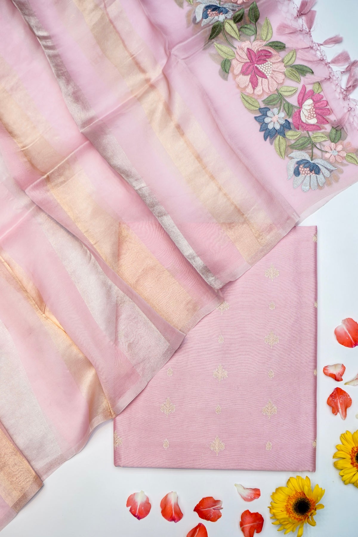 Designer Onion Pink Chanderi Silk Suit