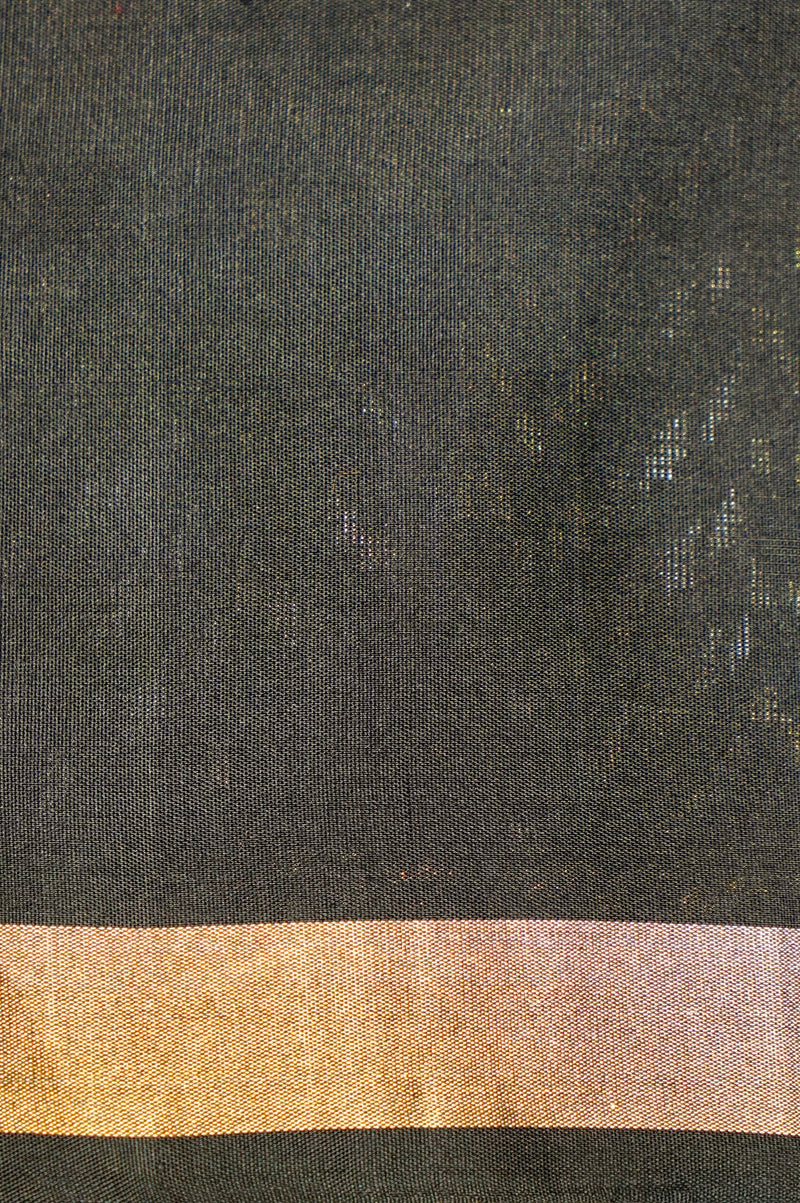 Handwoven Dark Grey Banarasi Soft Silk Saree