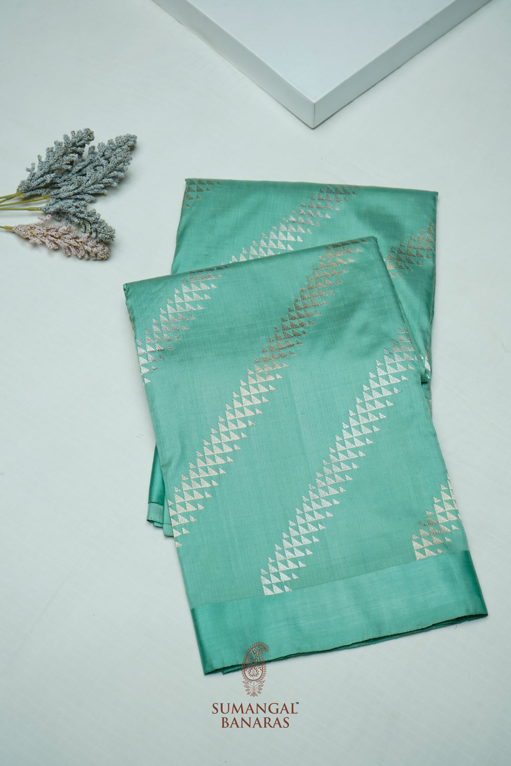 Handwoven Sea Green Banarasi Katan Soft Silk Saree