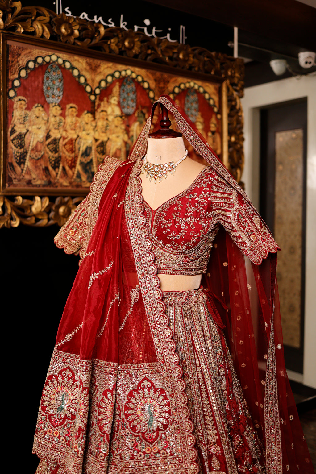 Designer Red Raw Silk Bridal Lehenga