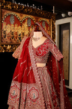 Designer Red Raw Silk Bridal Lehenga