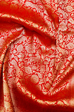 Handwoven Red Shikargah Banarasi Katan Silk Saree