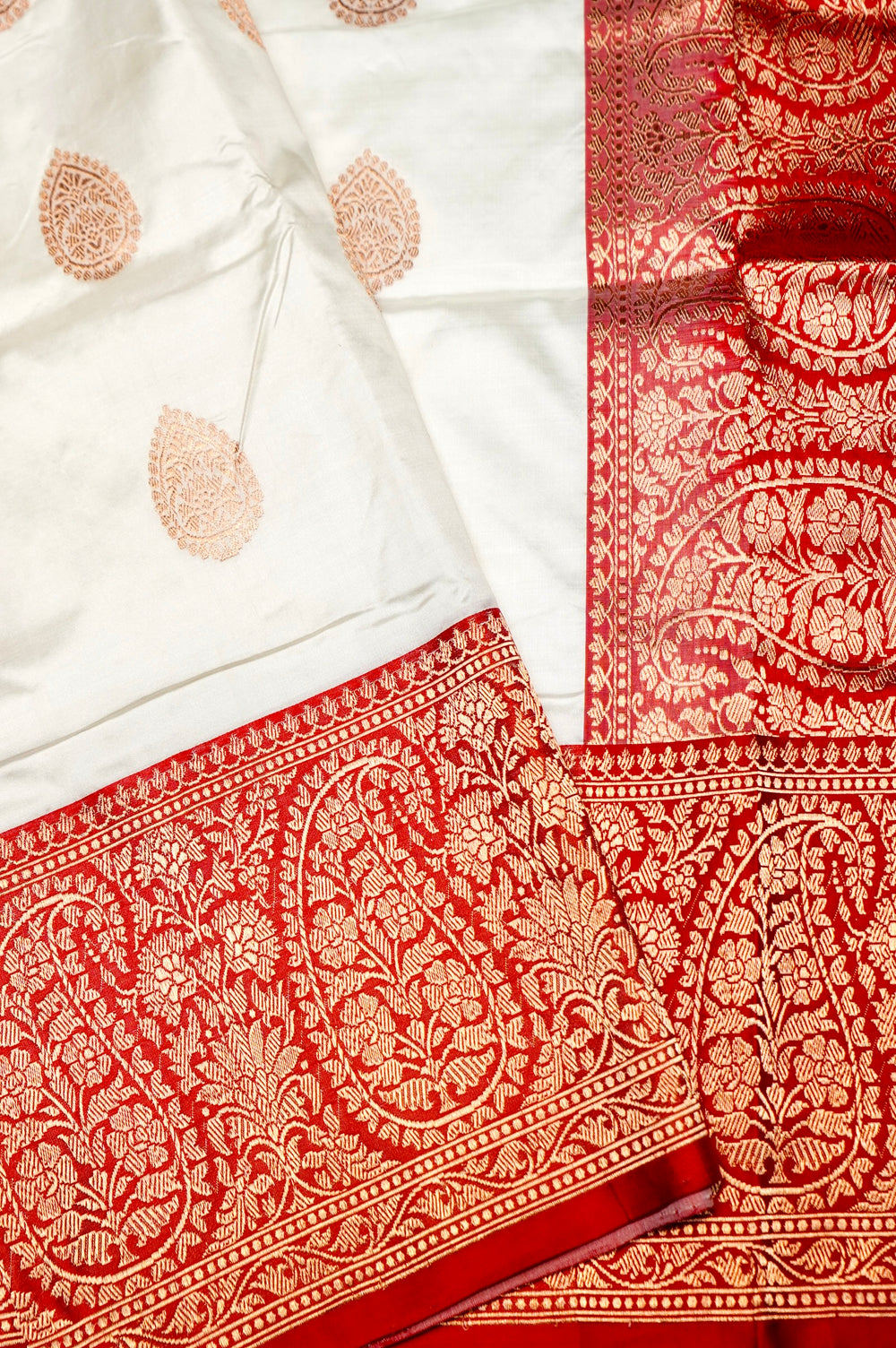 Handwoven Off White Banarasi Katan Silk Saree