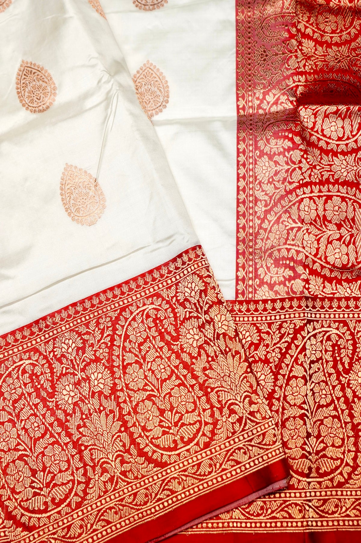 Handwoven Off White Banarasi Katan Silk Saree