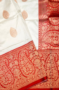 Handwoven Off White Banarasi Katan Silk Saree