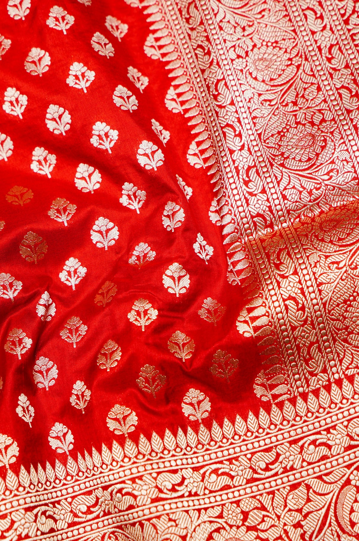 Handwoven Red Banarasi Katan Silk Saree